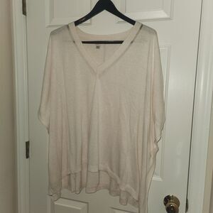 a new day Pastel Light Pink V-Neck Knit Poncho Pullover Sweater Cape OSFM